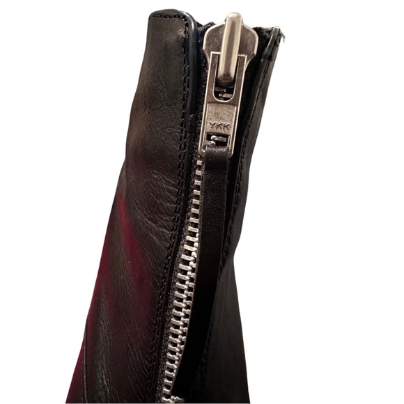 Topshop Black Leather Platform Ankle Boots with Front Zipper - Picture 8 of 13